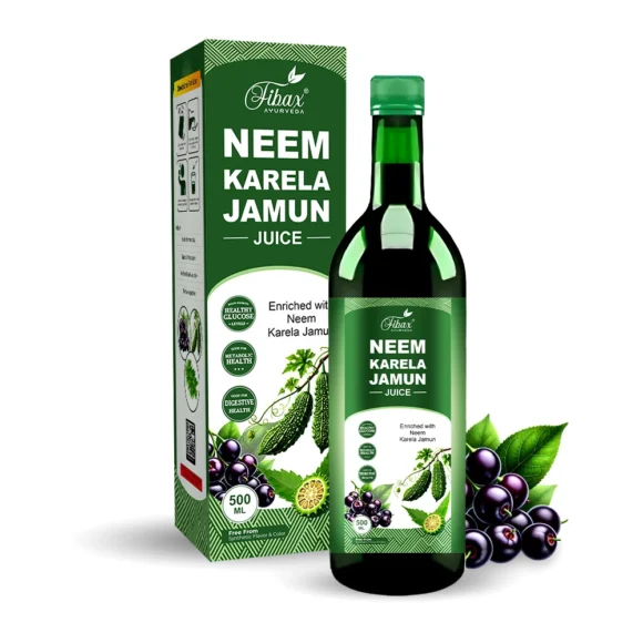 Fibax Neem Karela Jamun Juice 500ml – Ayurvedic Herbal Juice for Blood Sugar Balance and Detox