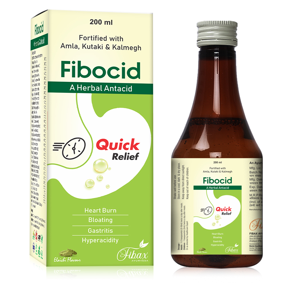 Fibocid Ayurvedic Syrup – Natural Antacid and Digestive Enzyme 200ml by Fibax Pharma